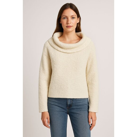 cinq a sept Sweaters - Cinq à Sept Ivory Bouclé Cowl Neck Sweater - Size S